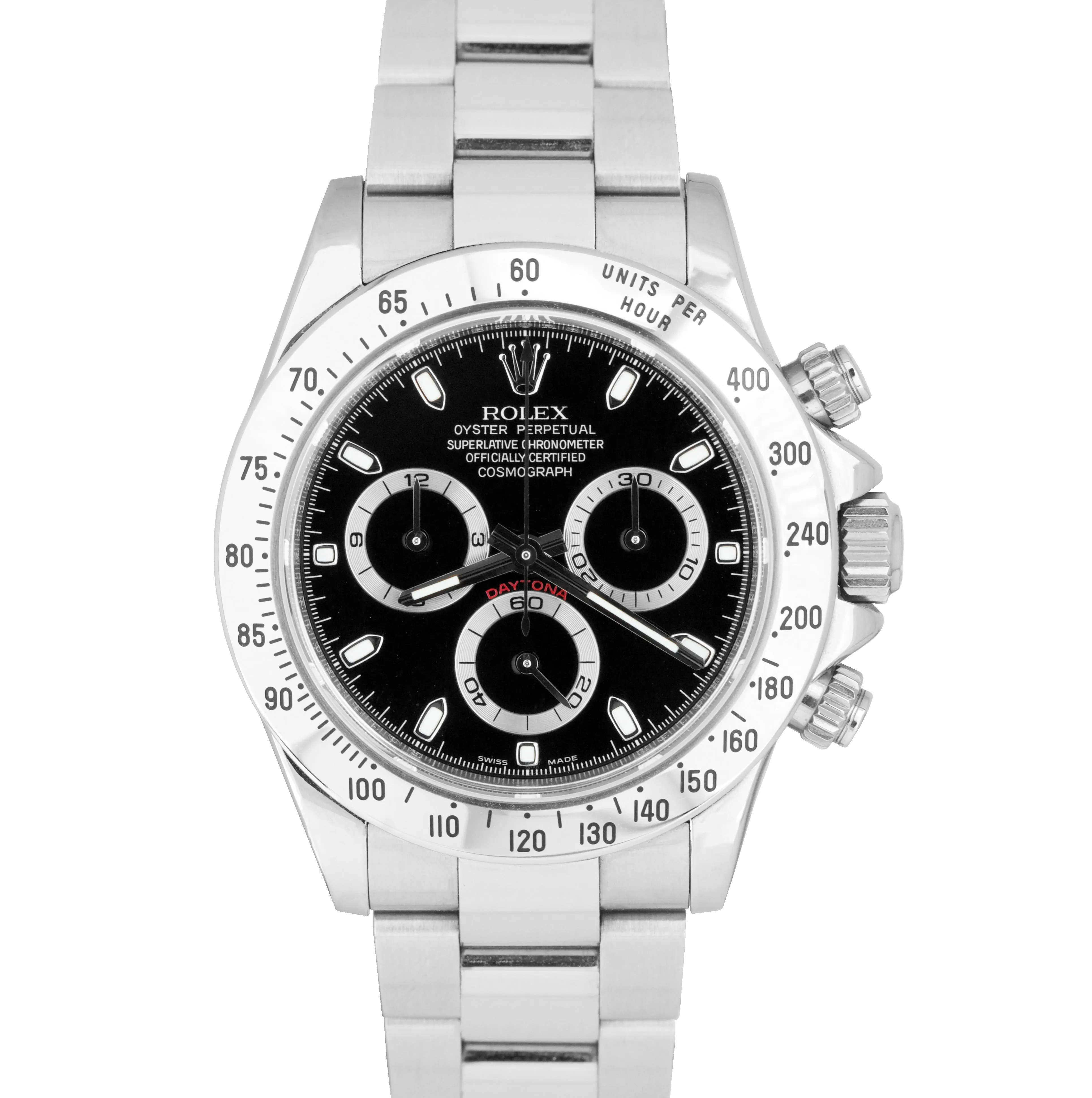 Rolex Daytona Cosmograph Black Stainless Steel FAT BUCKLE 40mm Watch BOX 116520