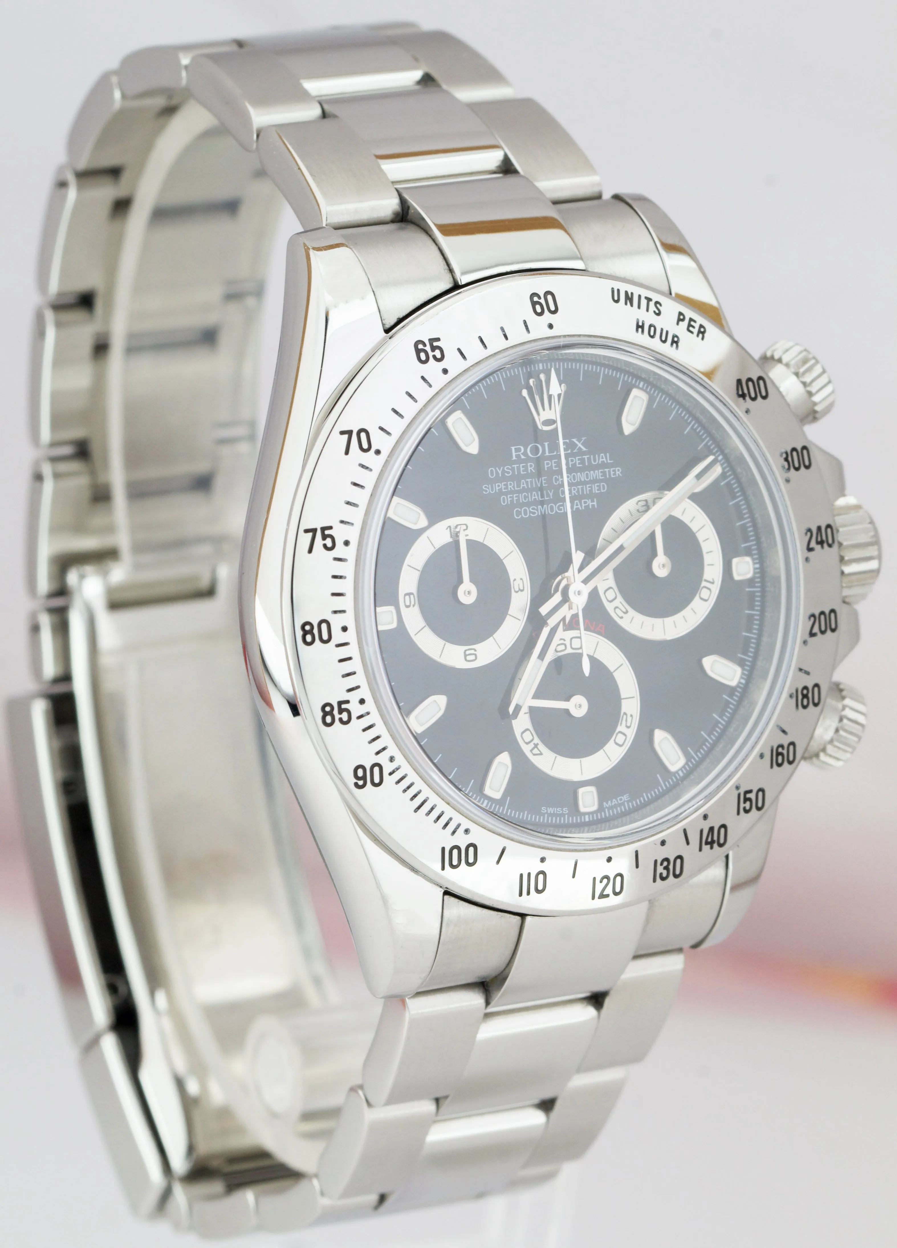 Rolex Daytona Cosmograph Black Stainless Steel FAT BUCKLE 40mm Watch BOX 116520