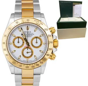 Rolex Daytona Cosmograph Stainless Gold White Chronograph 40mm Watch 116523 B P