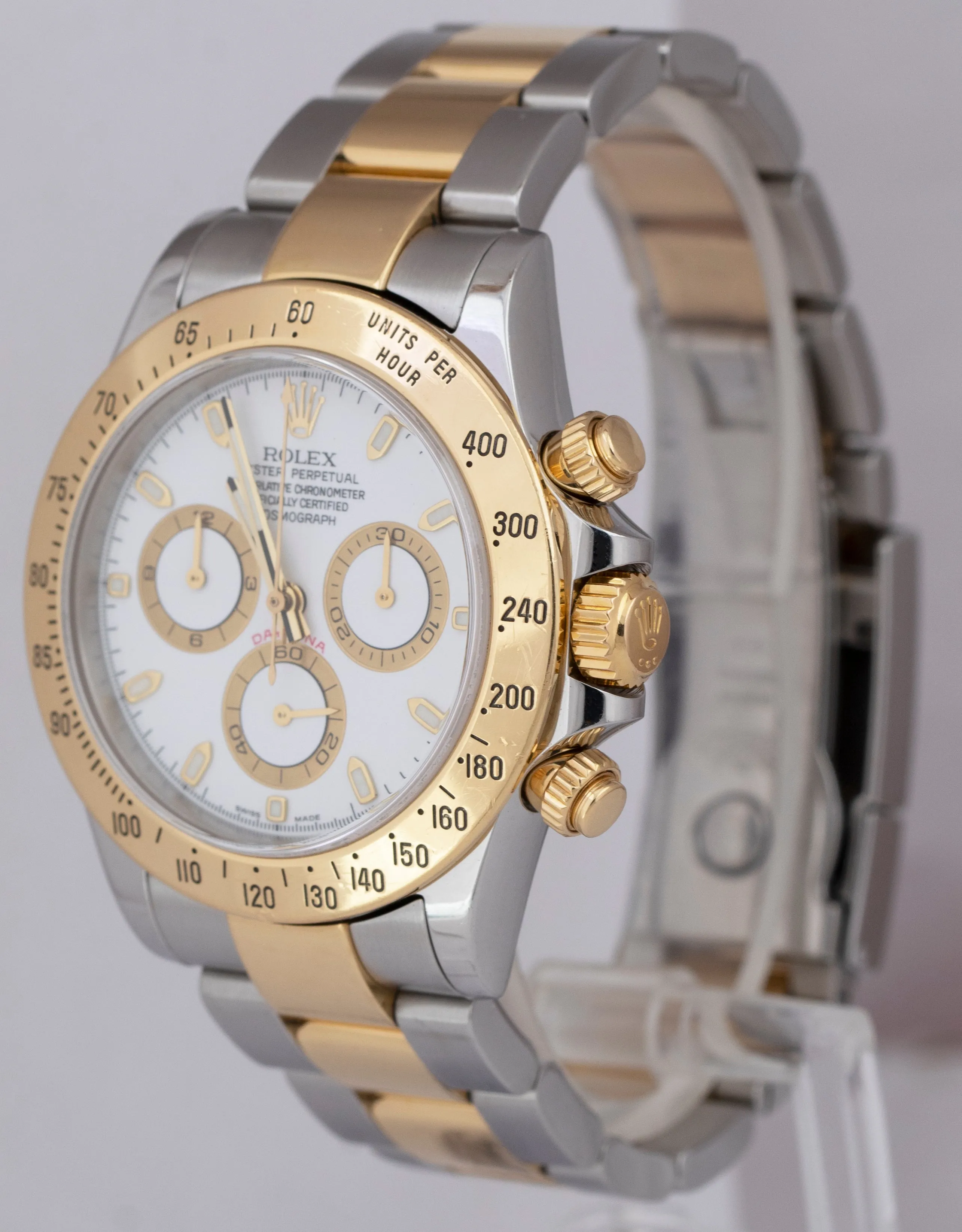 Rolex Daytona Cosmograph Stainless Gold White Chronograph 40mm Watch 116523 B P