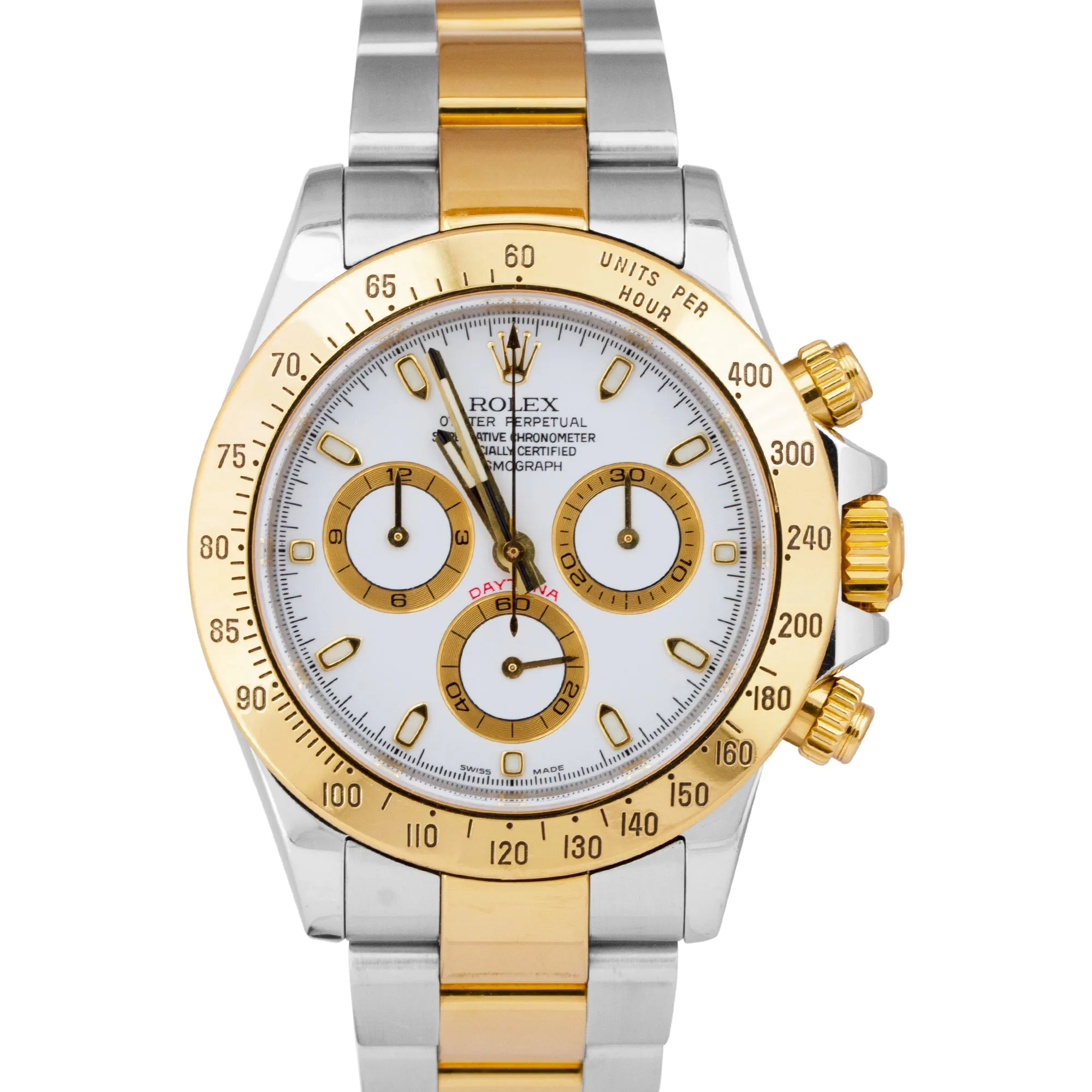 Rolex Daytona Cosmograph Stainless Gold White Chronograph 40mm Watch 116523 B P