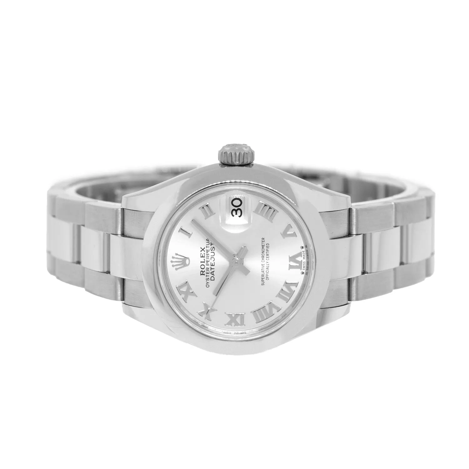 Rolex Lady-Datejust 28mm Stainless Steel Silver Roman Dial & Smooth Bezel 279160