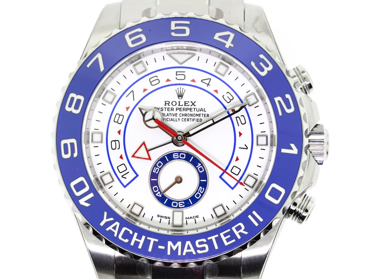 Rolex Yacht-Master II 44mm Stainless Steel Matte White Dial & Blue Bezel 116680