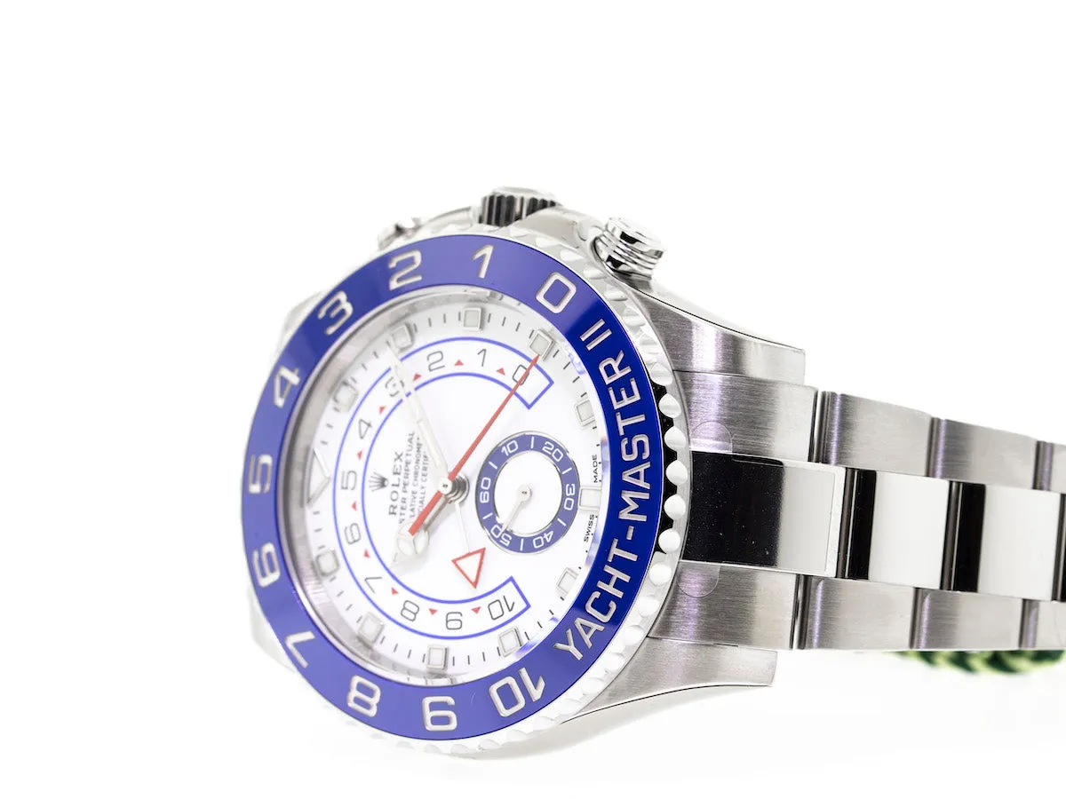 Rolex Yacht-Master II 44mm Stainless Steel Matte White Dial & Blue Bezel 116680
