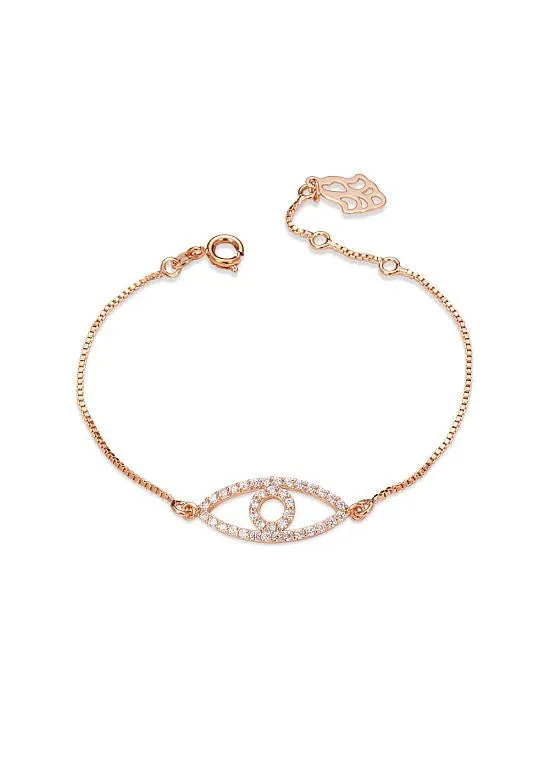 Rose Gold Evil Eye Bangle Bracelet