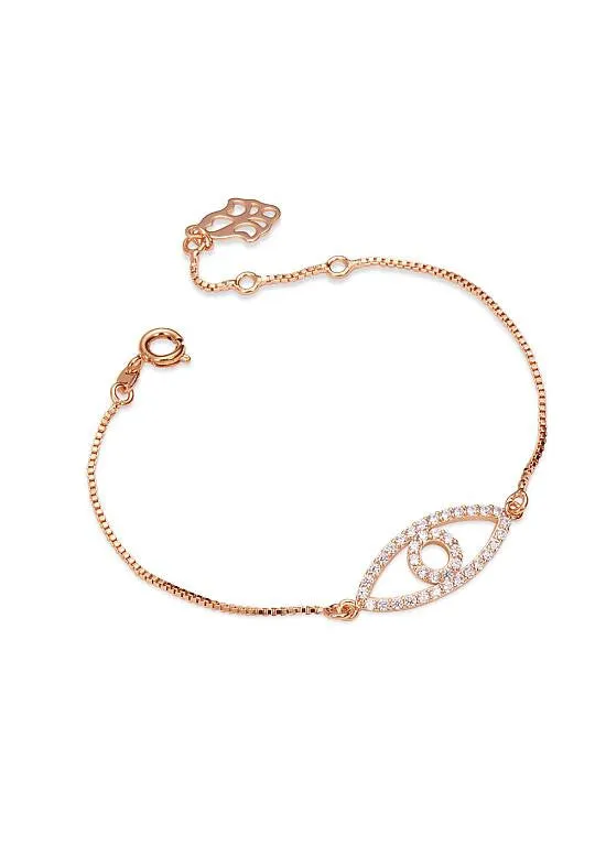 Rose Gold Evil Eye Bangle Bracelet