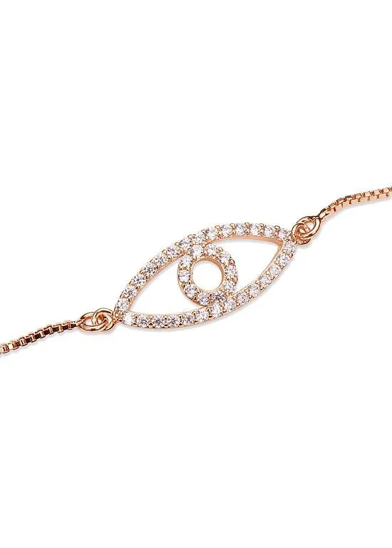 Rose Gold Evil Eye Bangle Bracelet