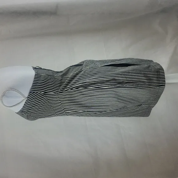 SACADA - Made in Brazil - Cotton Blend Black Cream Ticking Strapless Dress
