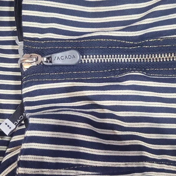 SACADA - Made in Brazil - Cotton Blend Black Cream Ticking Strapless Dress