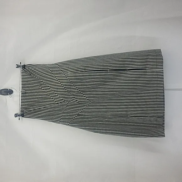 SACADA - Made in Brazil - Cotton Blend Black Cream Ticking Strapless Dress