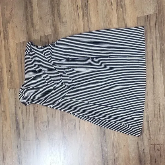 SACADA - Made in Brazil - Cotton Blend Black Cream Ticking Strapless Dress
