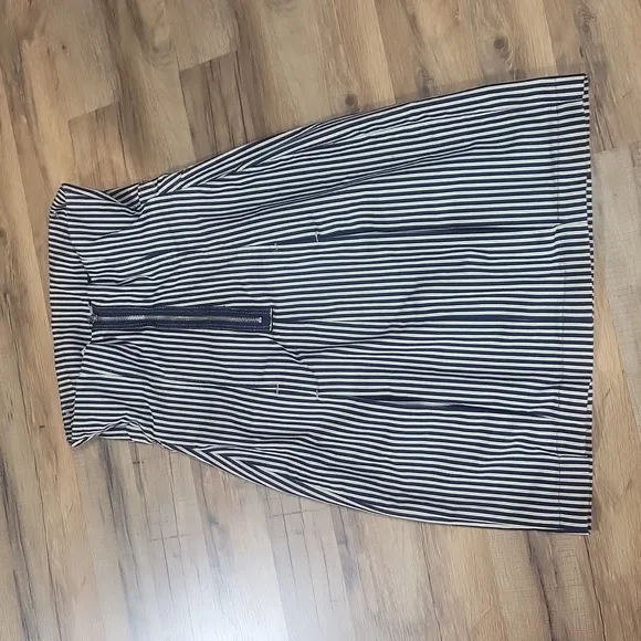 SACADA - Made in Brazil - Cotton Blend Black Cream Ticking Strapless Dress