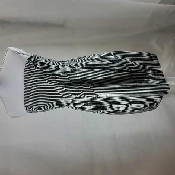 SACADA - Made in Brazil - Cotton Blend Black Cream Ticking Strapless Dress
