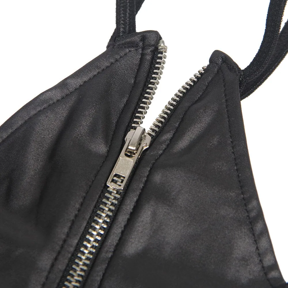 Scandals Black Wet Look Zipper Dress - Faux Leather