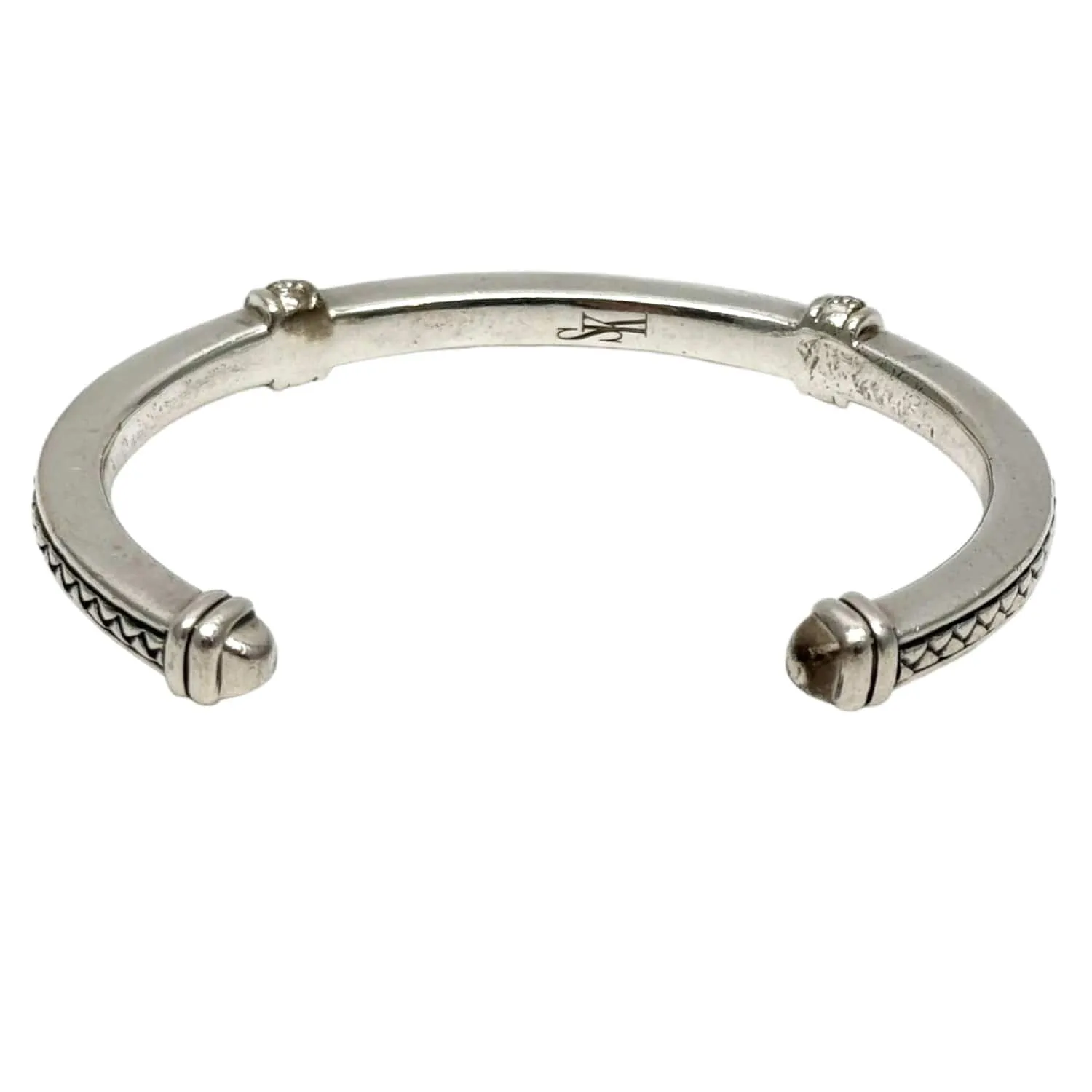 SCOTT KAY Sterling Silver Weave Cuff Bracelet with Diamond Accents