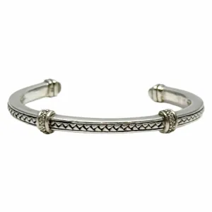 SCOTT KAY Sterling Silver Weave Cuff Bracelet with Diamond Accents