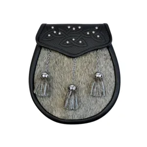 Scottish Made - Semi Dress 14 Stud Sporran - Grey Calfskin