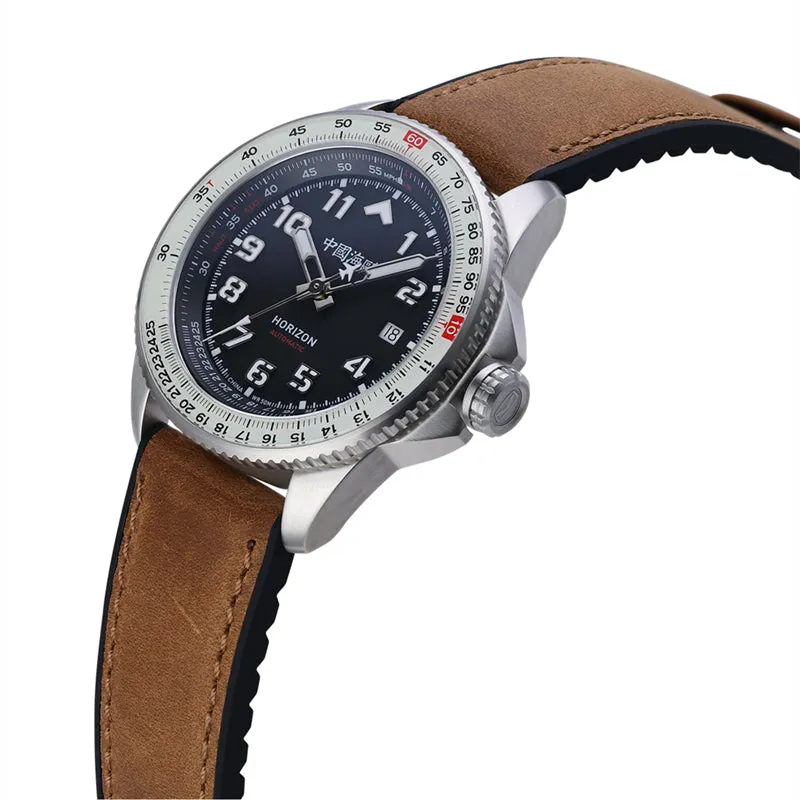 Seagull HORIZON Series Shippire Bezel Slide Ruler Pilot Men's Automatic Watch 814.27.1124