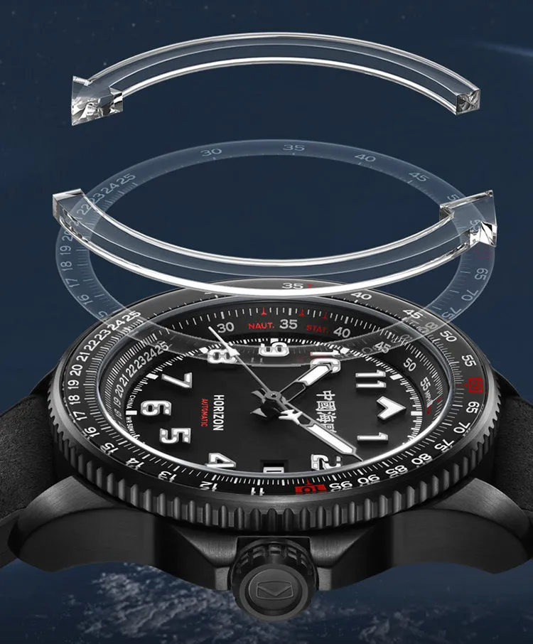 Seagull HORIZON Series Shippire Bezel Slide Ruler Pilot Men's Automatic Watch 814.27.1124