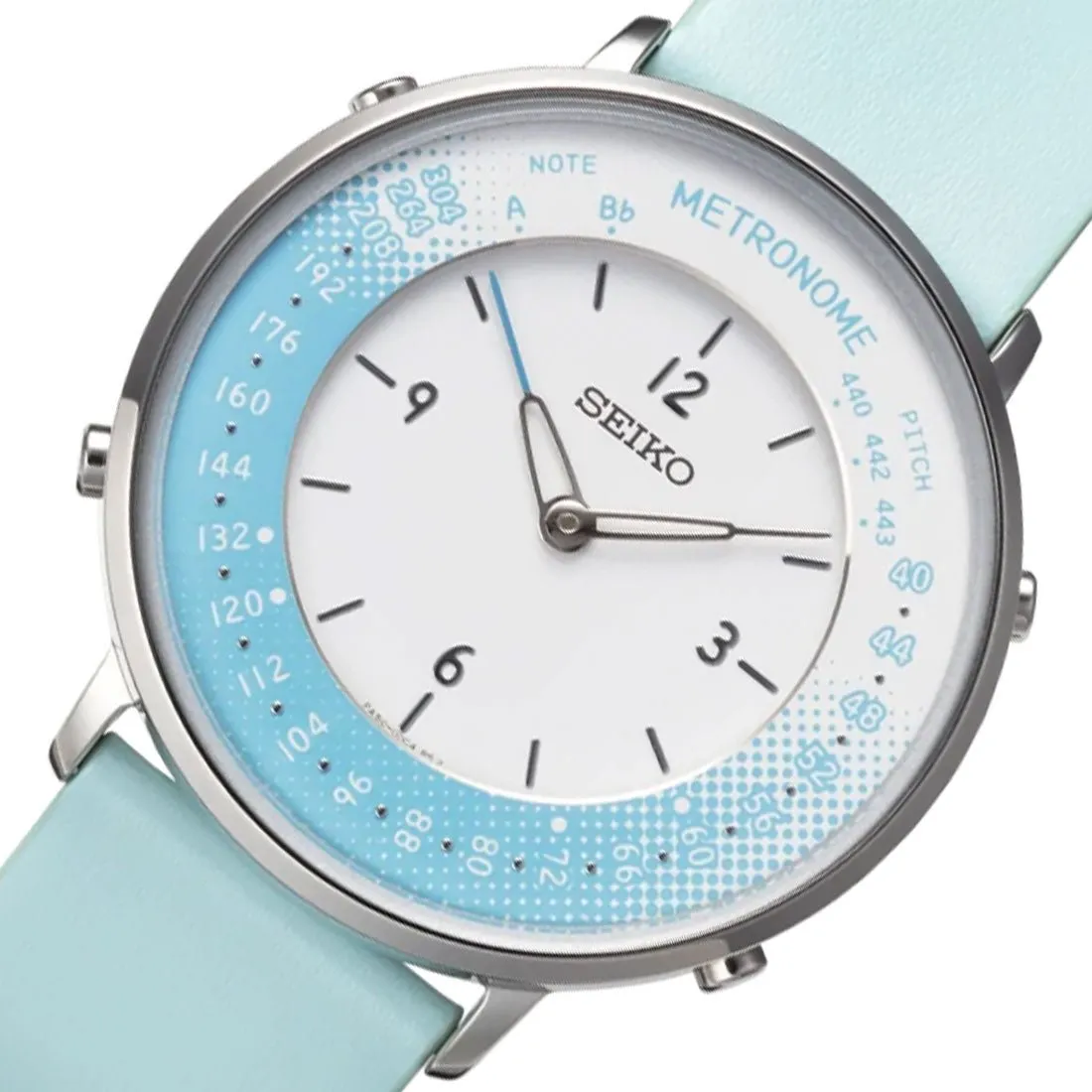 Seiko Metronome Blue White SMW004B Leather Casual Unisex Quartz Watch