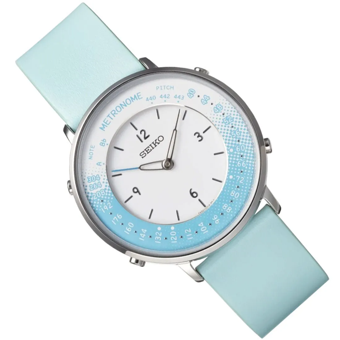 Seiko Metronome Blue White SMW004B Leather Casual Unisex Quartz Watch