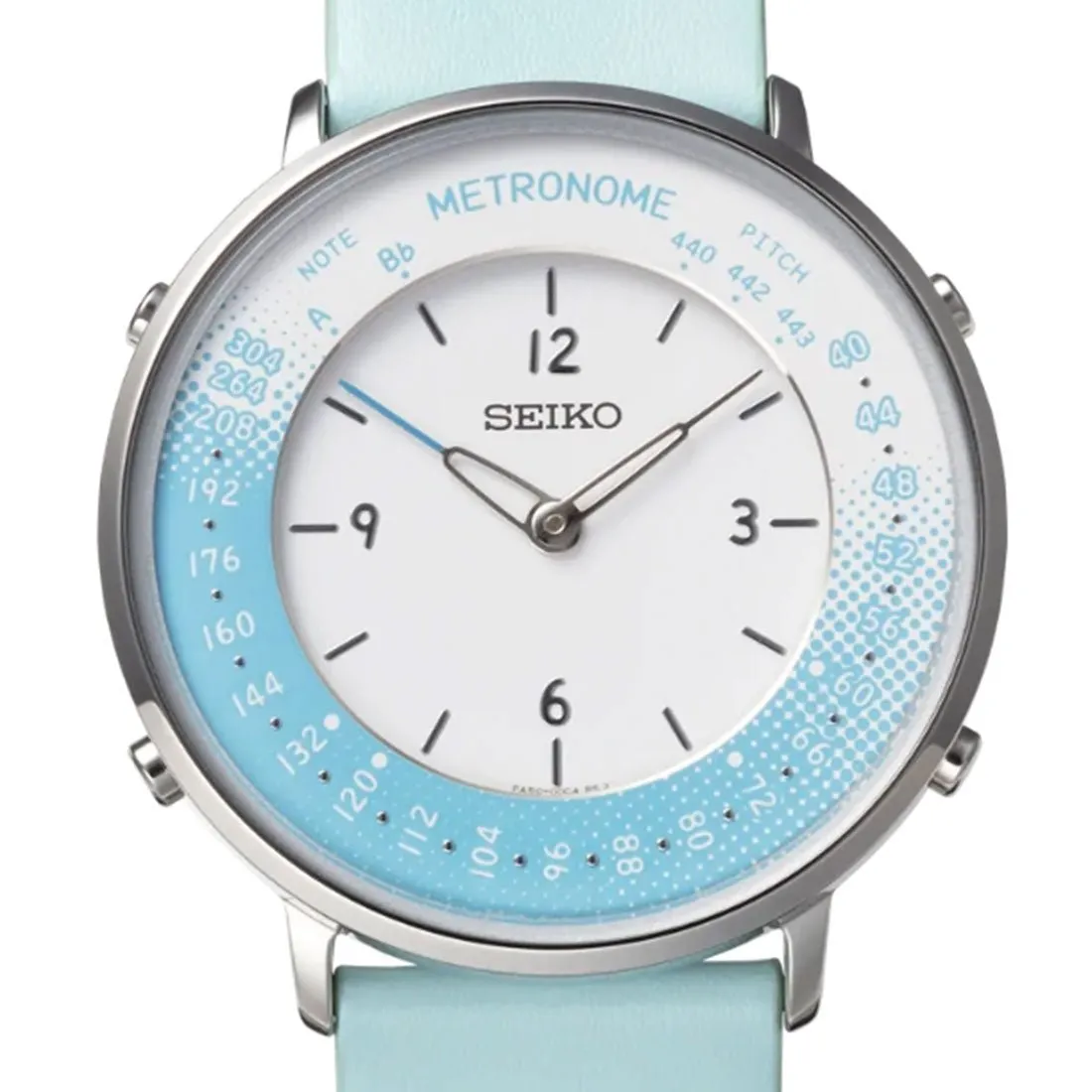 Seiko Metronome Blue White SMW004B Leather Casual Unisex Quartz Watch