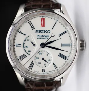 Seiko Presage Arita Porcelain Dial Brown Leather Strap Men's Auto Watch SPB093
