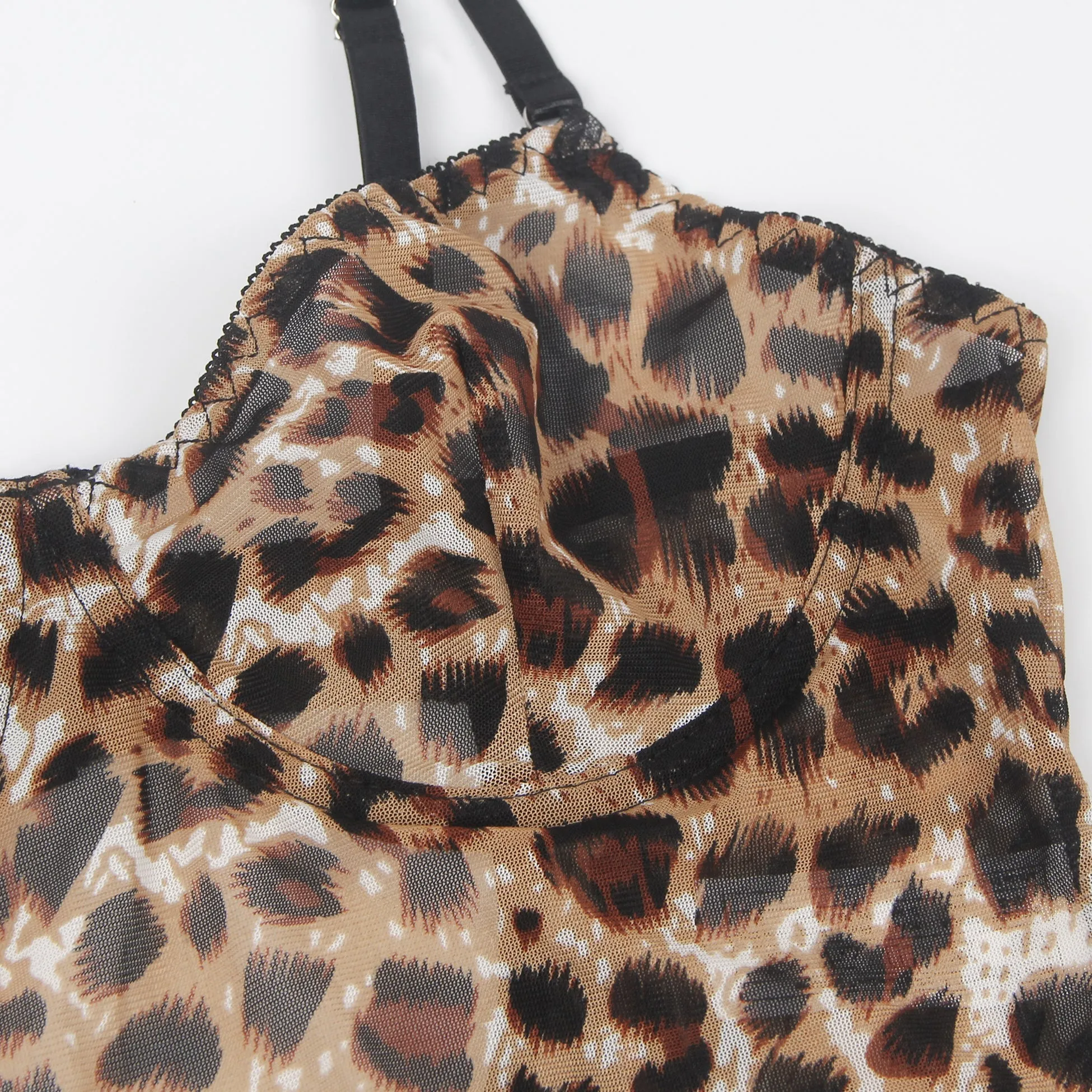 Sexy Egypt Leopard Print Strappy Bondage Bodysuit