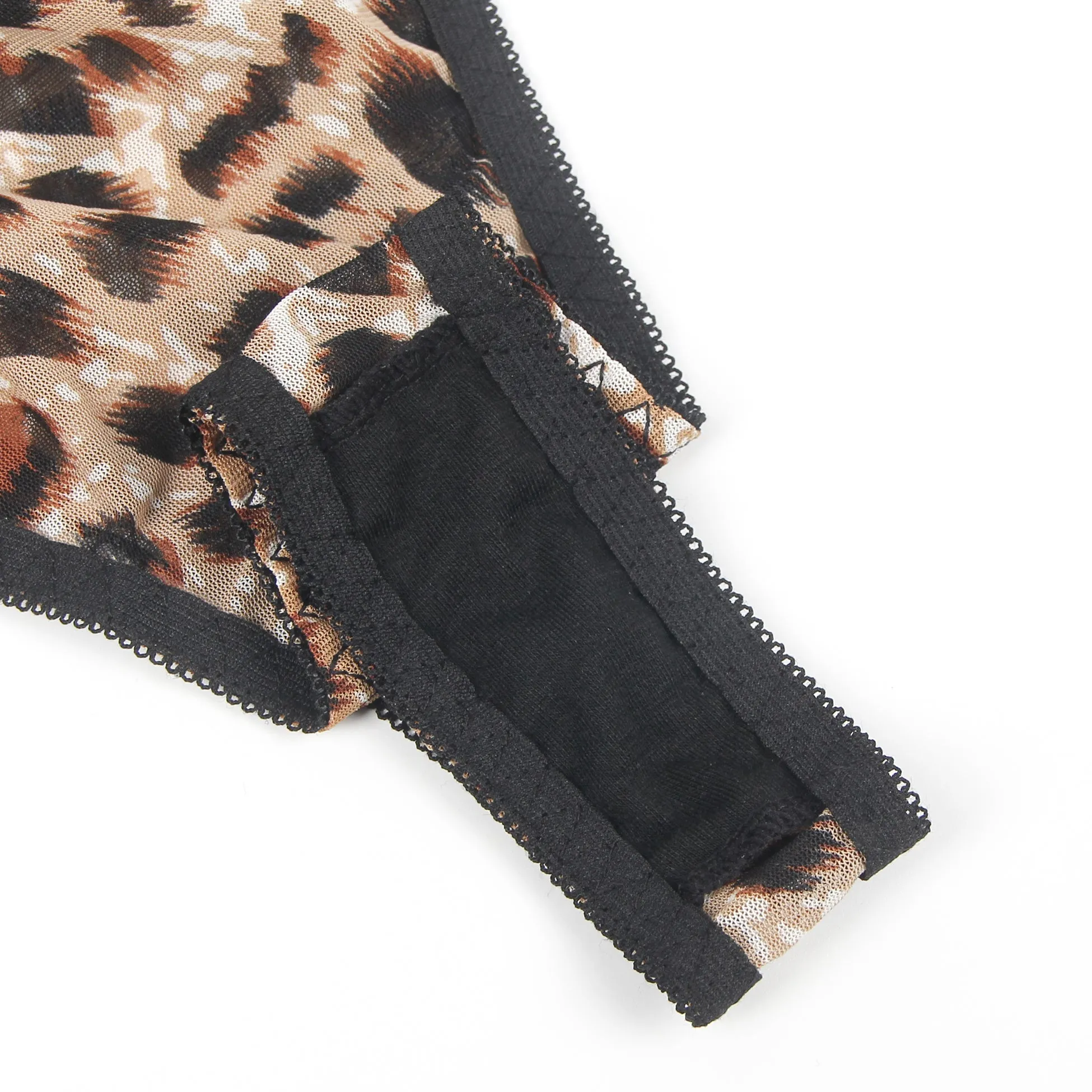 Sexy Egypt Leopard Print Strappy Bondage Bodysuit