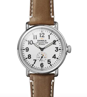 Shinola Runwell 41mm (White Dial Brown Strap)