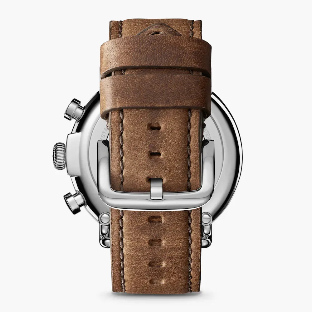 Shinola, The Runwell 2 Eye Chrono 47mm Slate Blue Dial British Tan Leather