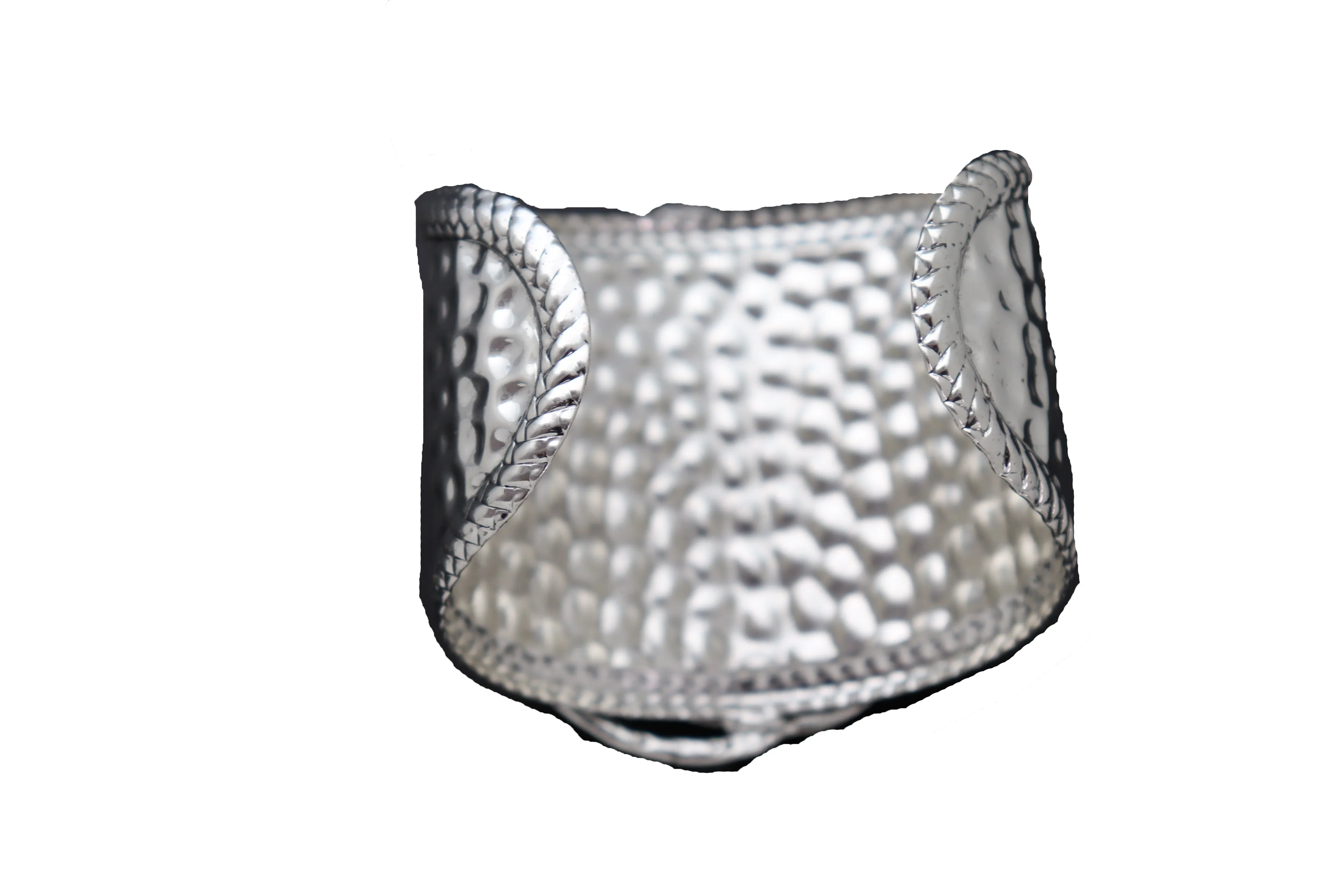 Silver & Turquoise Bead Ethnic Metal Cuff Bracelet