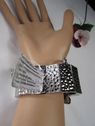 Silver Metal Bracelet Chunky Chains Big Tiger Head Panther Face
