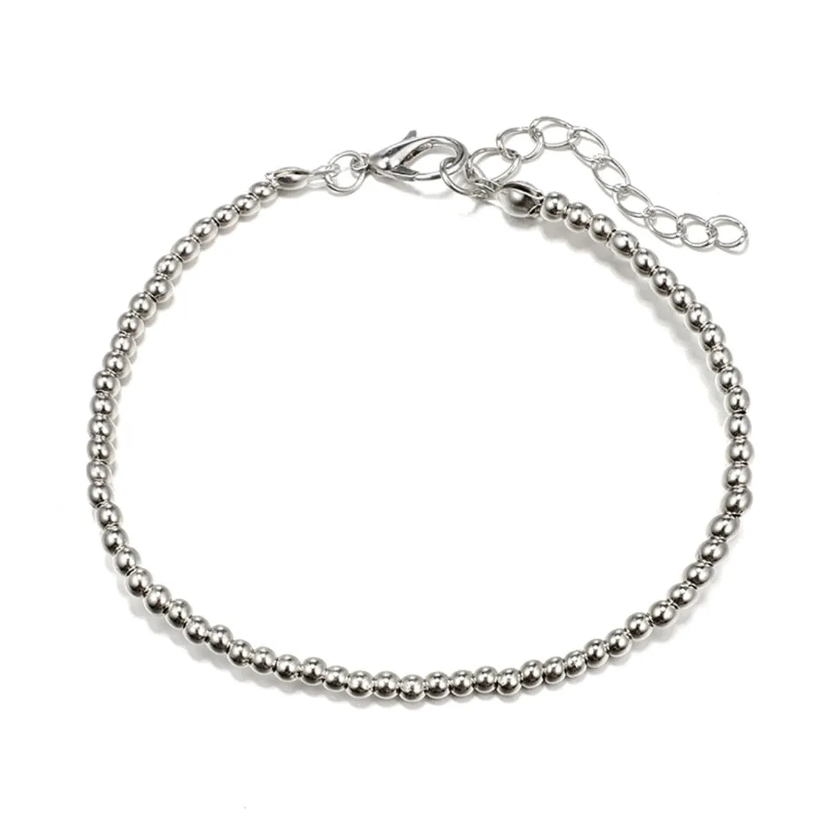 Silver-Plated Bead Shell Map Charm Bracelet Set