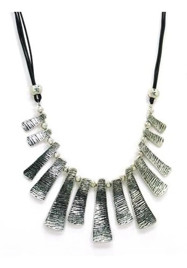 Silver Tone Brushed Plate Necklace