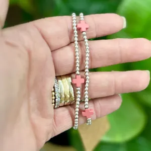 Silver with Cross Stretch Bracelet