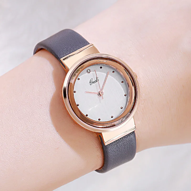 Simple large-cap leather lady's watch