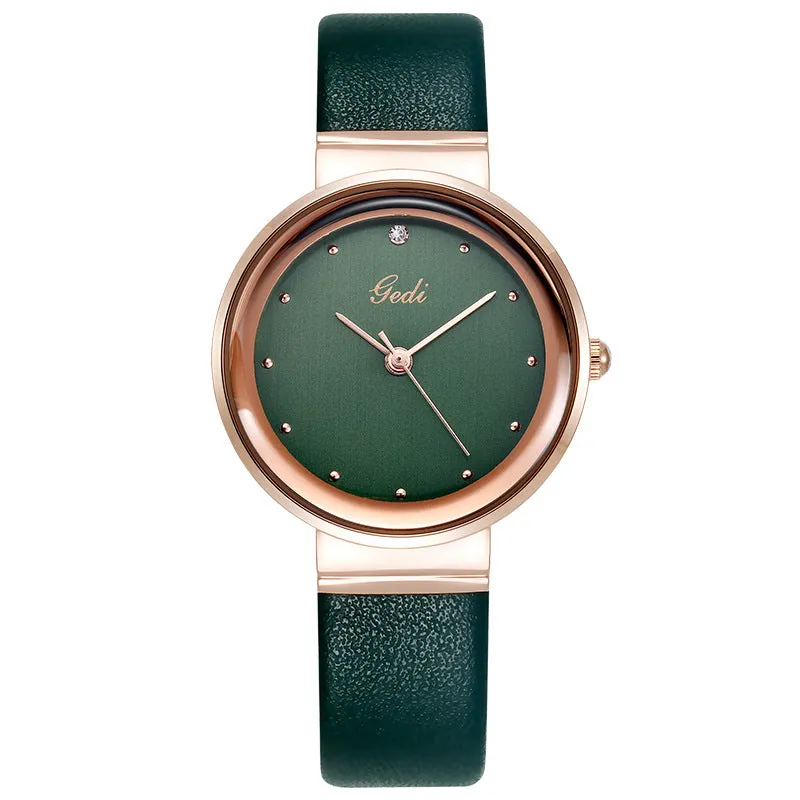 Simple large-cap leather lady's watch