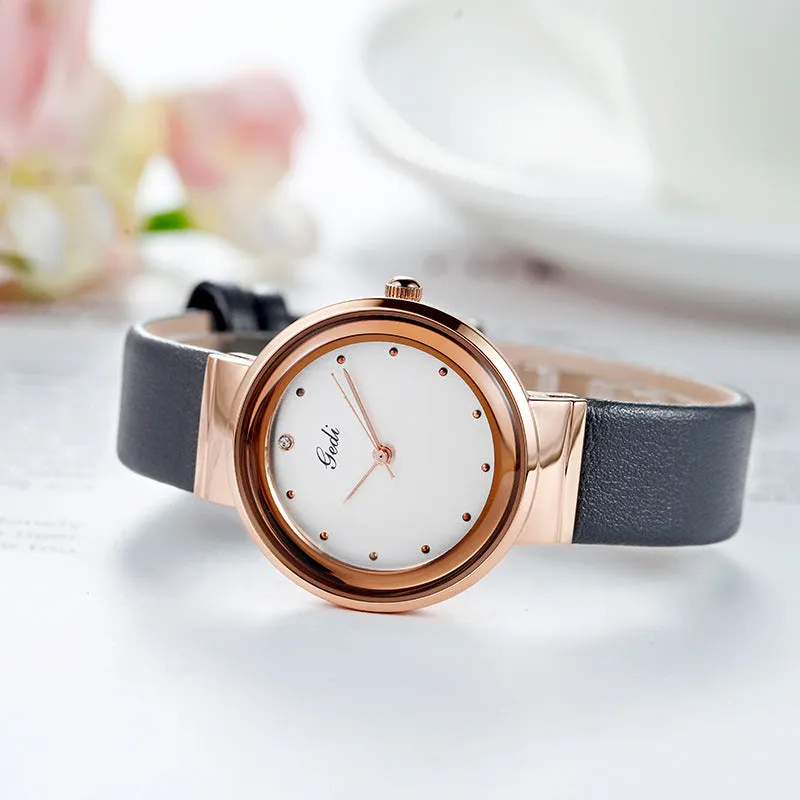 Simple large-cap leather lady's watch
