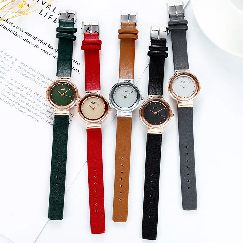 Simple large-cap leather lady's watch