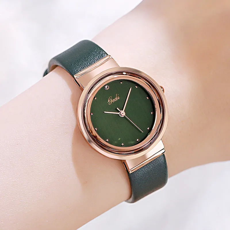 Simple large-cap leather lady's watch