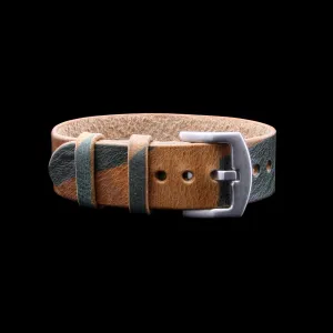 Single Pass Leather Watch Strap, 2-Keeper Military 101