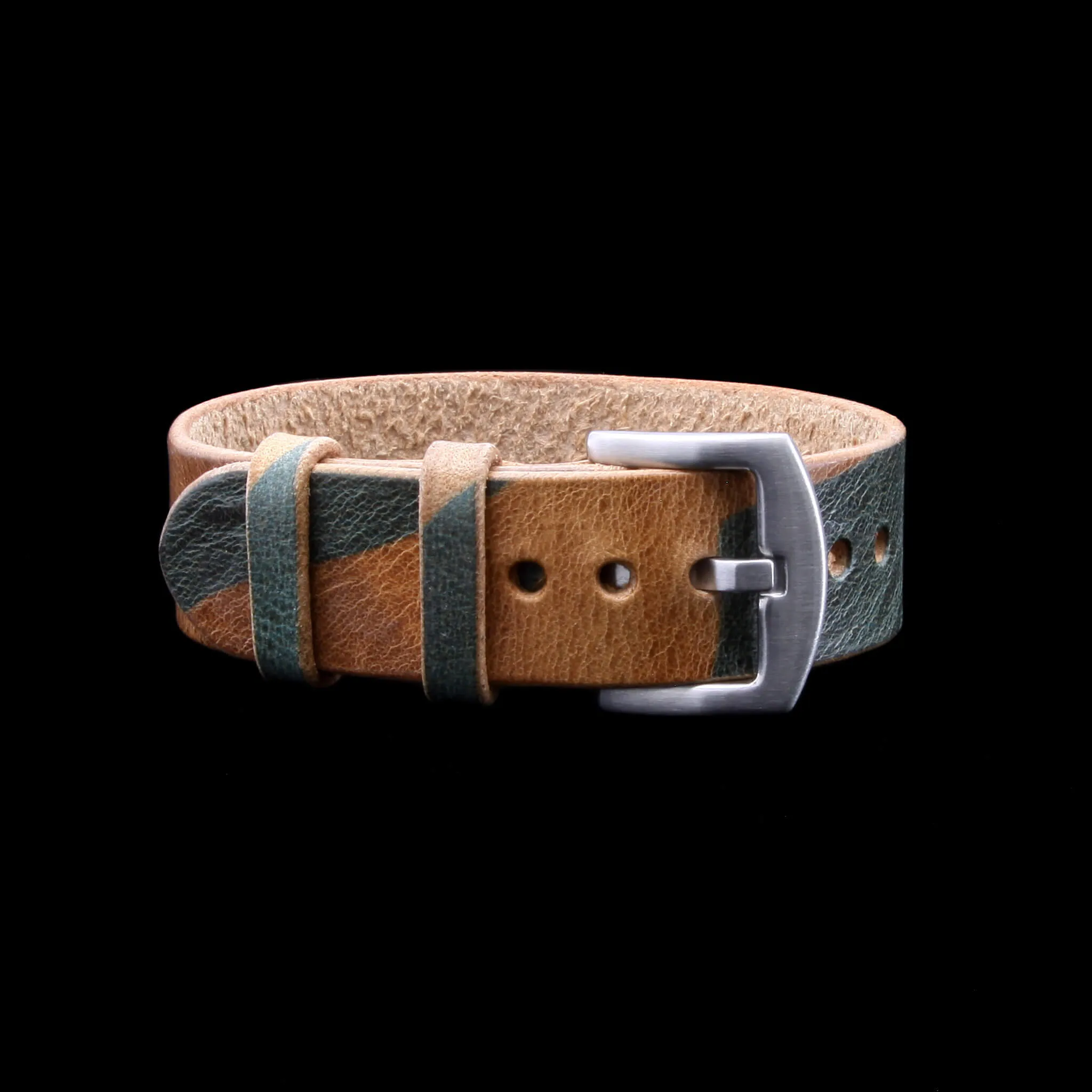 Single Pass Leather Watch Strap, 2-Keeper Military 101
