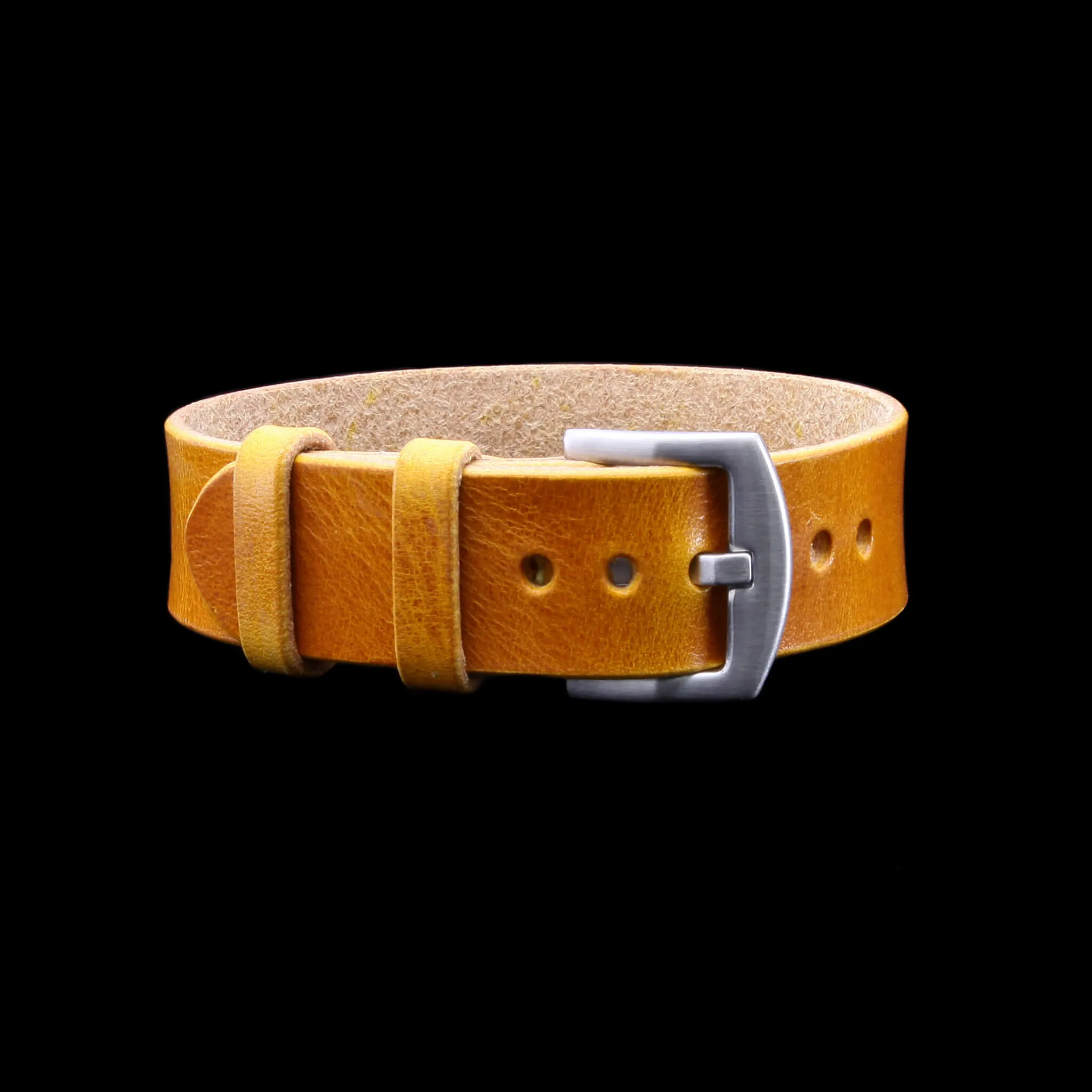 Single Pass Leather Watch Strap, 2-Keeper Military 104