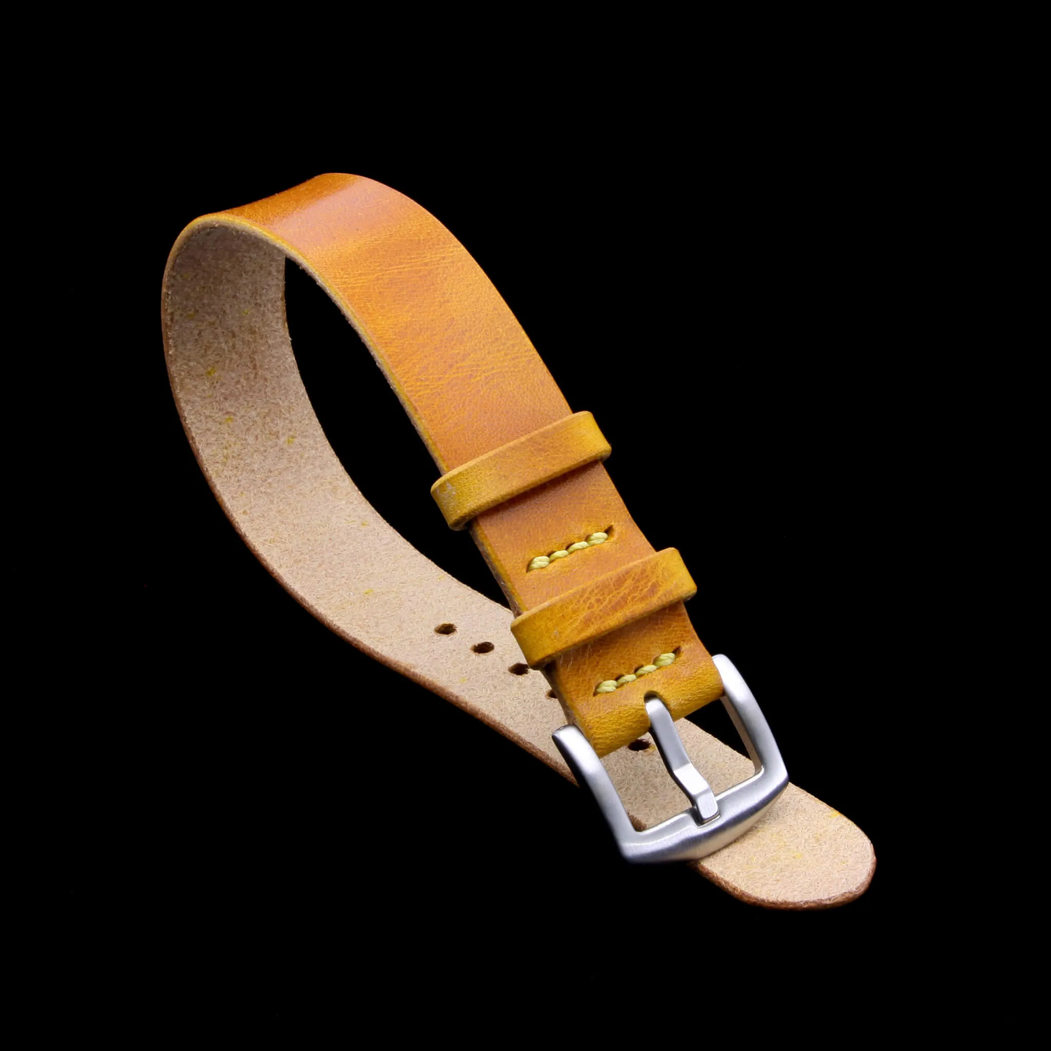 Single Pass Leather Watch Strap, 2-Keeper Military 104