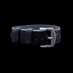 Single Pass Leather Watch Strap, 2-Keeper Vintage Nero (Black)
