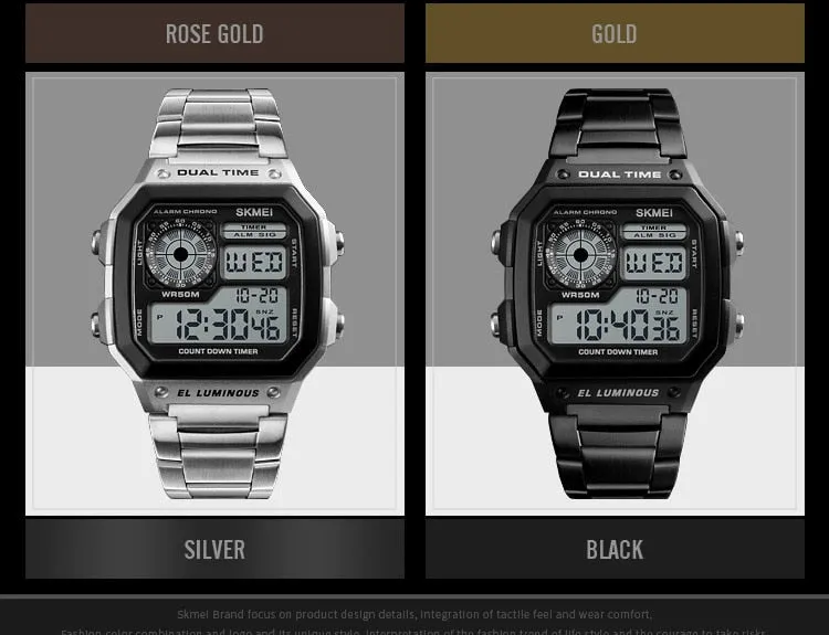 SKMEI Business Men Watches Waterproof Sport Watch Stainless Steel Digital Wristwatches