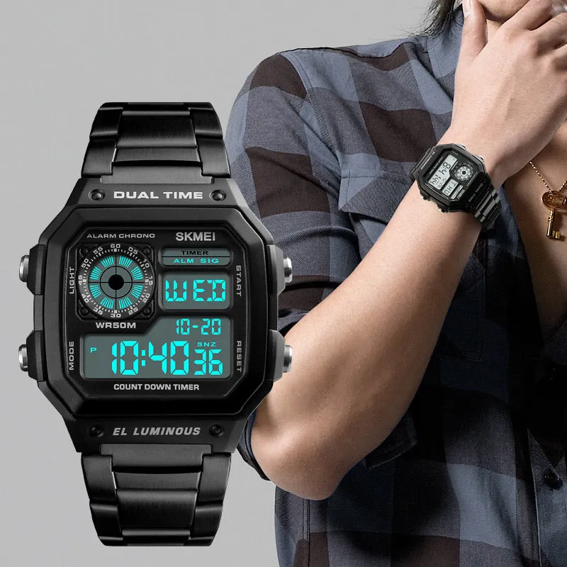SKMEI Business Men Watches Waterproof Sport Watch Stainless Steel Digital Wristwatches