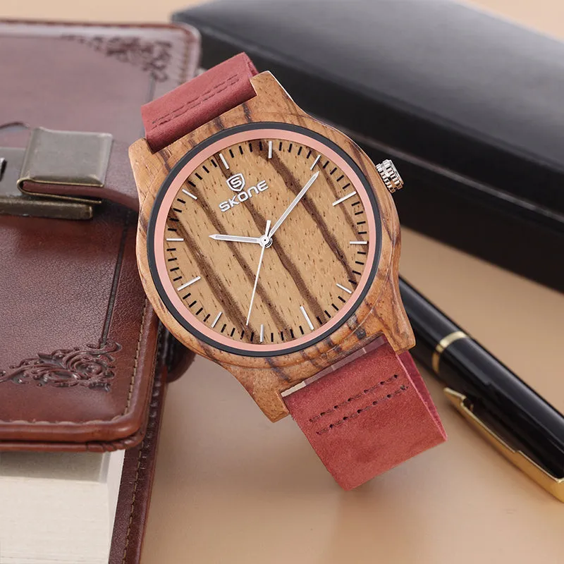 SKONE Original Wooden watch with Leather Band