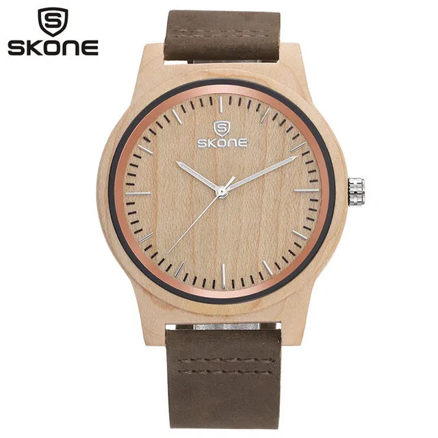 SKONE Original Wooden watch with Leather Band